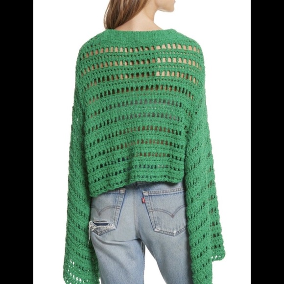 Free People Crochet Cropped Bell Sleeve Sweater - Picture 5 of 6
